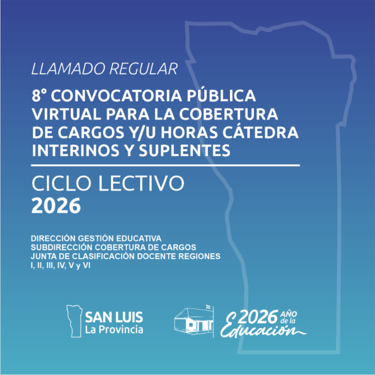 Publicaron la 8ª convocatoria para la cobertura de cargos docentes y horas cátedra 2026
