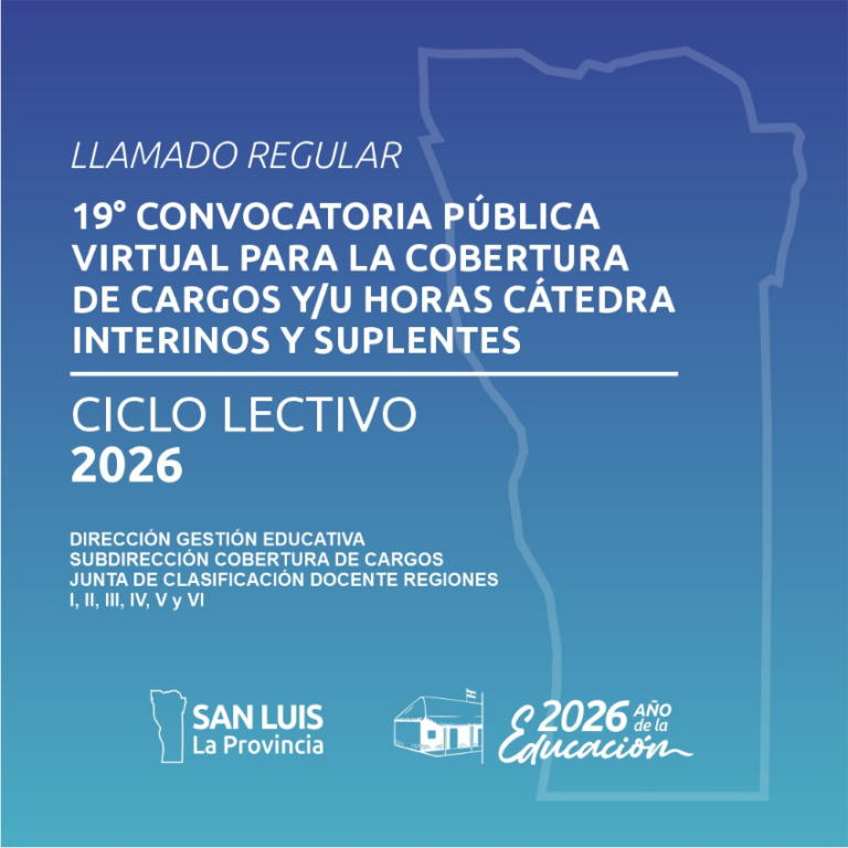Publicaron la 19ª convocatoria para la cobertura de cargos docentes y horas cátedra 2026