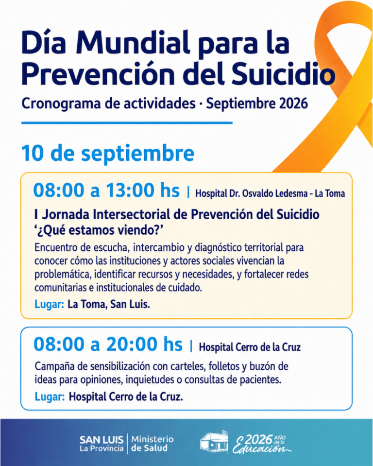 Salud desarrollará una agenda de actividades por el Día Mundial para la Prevención del Suicidio