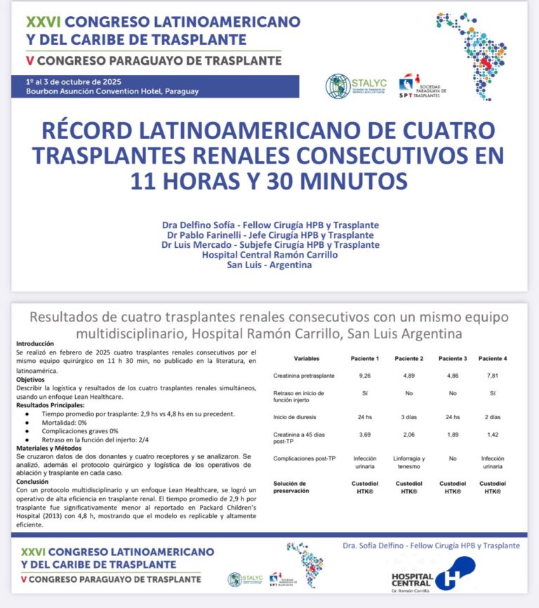 El sistema público de salud fue reconocido por realizar cuatro trasplantes en 11 horas
