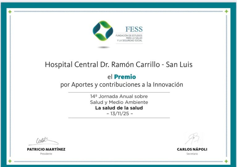 El Hospital Carrillo recibió un prestigioso reconocimiento de la Fundación FESS por su innovación
