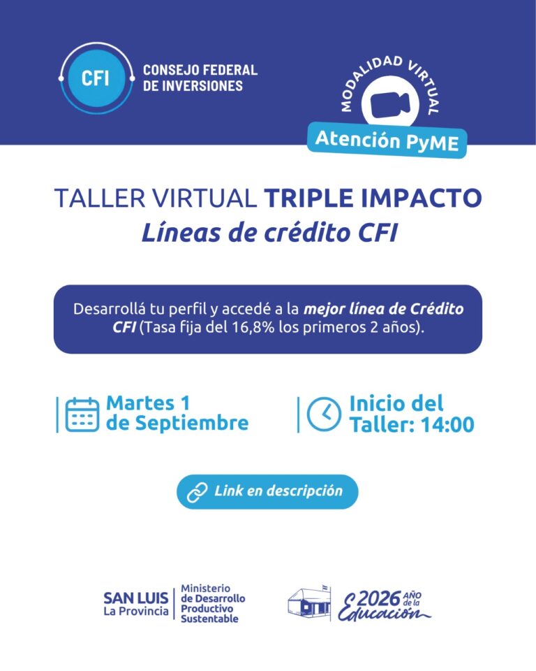 Este martes se dictará un taller informativo sobre la Línea de Crédito Triple Impacto