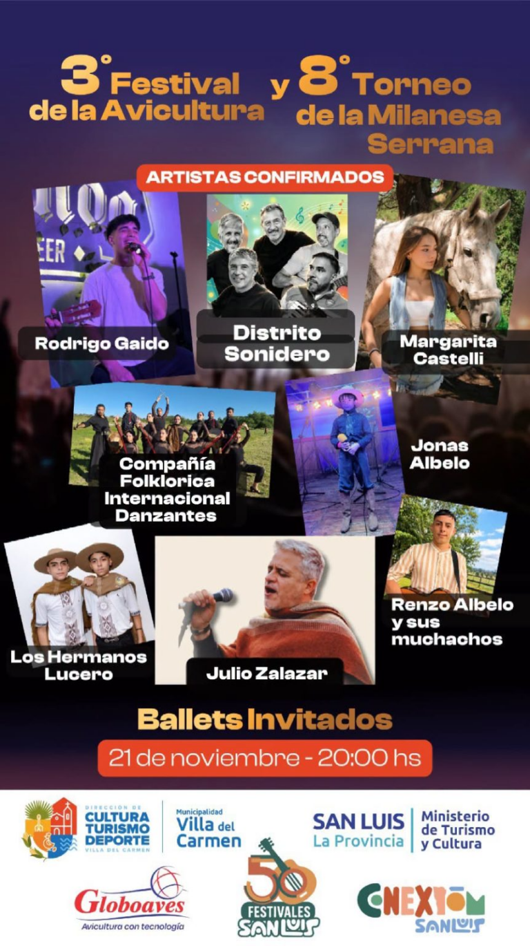 Villa del Carmen se prepara para el Festival de la Avicultura y el Torneo de la Milanesa Serrana
