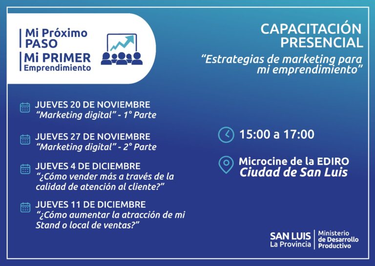 El Gobierno lanza nuevas capacitaciones de marketing para emprendimientos en toda la provincia