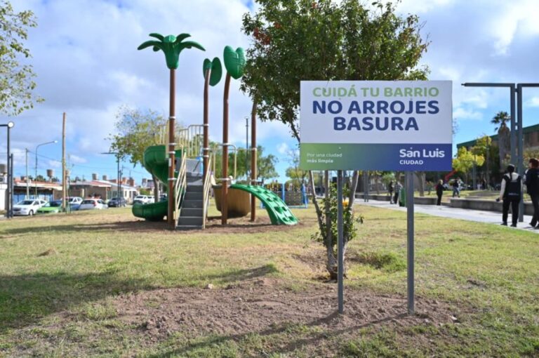 Renovaron la plaza ‘El Lince’ con luminaria LED, mobiliario urbano y concientización