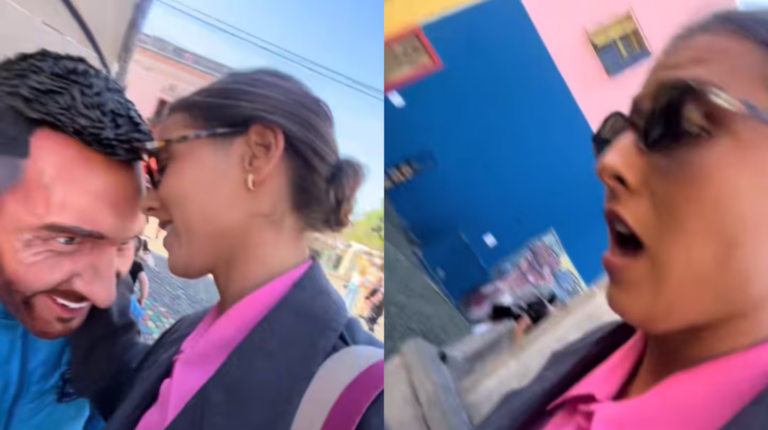 Pensó que era una estatua de Messi, se acercó para tocarlo y se asustó como nunca en su vida: “Chicas, ayuda”